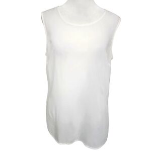 BASLER Modal Sleeveless Relaxed Fit Long Length Crew High Neck Top. White.Size M